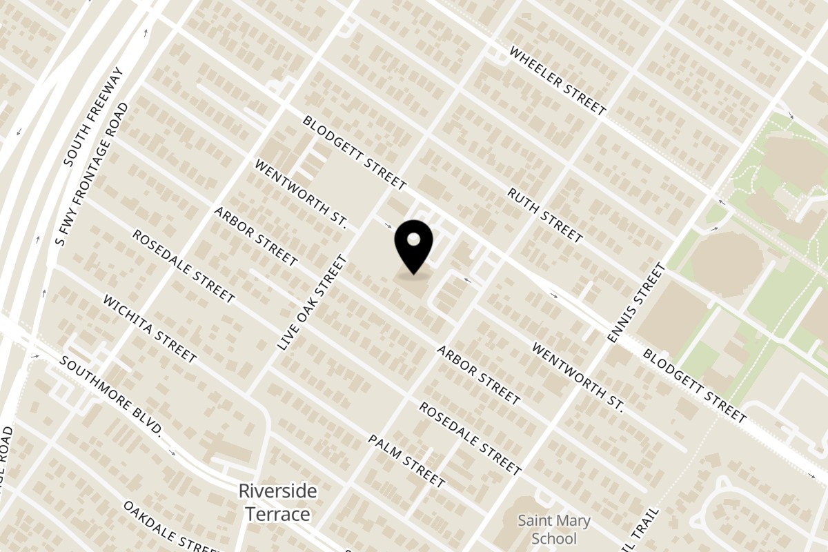 Map showing the location of Banh Migos on 2616 Blodgett St in Houston